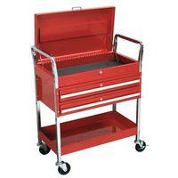WORKSHOP TROLLEY WITH 2 DRAWERS IN RED