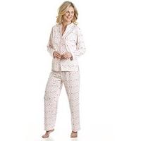 Womens/Laides Nightwear Snow Bubbles Long Sleeve Button Front Pyjama Suit, Cr...