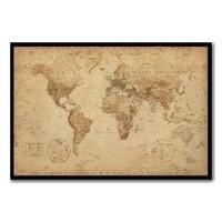 World Map Poster Ye Old Parchment Black Framed - 96.5 x 66 cms (Approx 38 x 26 inches)
