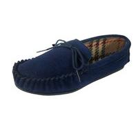 Womens LODGEMOK Suede & Plaid Tartan Check Lined Traditional Moccasin Slipper Shoe 077