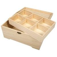 Wood Casket or Chest with Internal Tray to Decorate | Wooden Shapes for Crafts