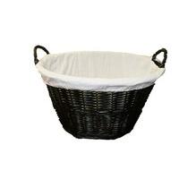 WoodLuv Willow Wicker Linen/Laundry Basket, Black