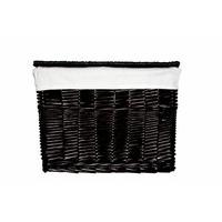 WoodLuv Medium Wicker Basket Storage Chest Trunk Hamper with Cloth Lining, Black
