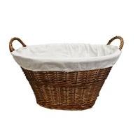 Woodluv Willow Laundary Basket With Cloth Lining