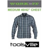 work it mens medium smart casual work shirt tundra green blue checked  ...