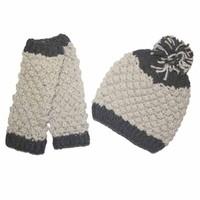 Womens Ladies MELODY Chunky Knit Winter Hat - Glove Set