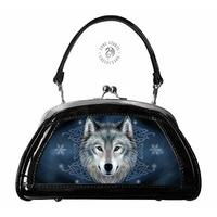 Wolf Spirit - Wolf Head Gothic Lenticular 3D Evening Bag by Anne Stokes