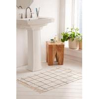 wonky grid 2x3 printed rug black white