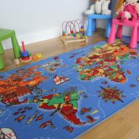 World Map & Country Educational Fun Kids Rug - 100cm x 150cm