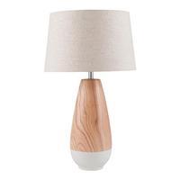 Wood & Ceramic Table Lamp, Natural/White