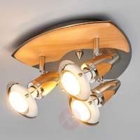 Wooden ceiling light Sharleen with LED lamps