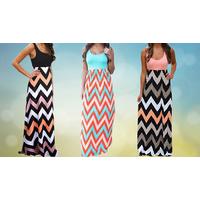 Women\'s Chevron Print Maxi Dress - 3 Colours