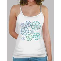 woman sleeveless blue flowers