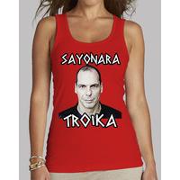 woman t shirt sayonara troika varoufakis