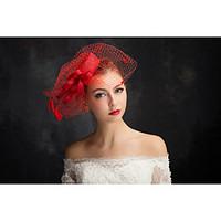 Women\'s Lace Feather Tulle Flax Net Headpiece-Special Occasion Fascinators 1 Piece