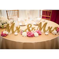 Wooden MR MRS wedding items Wooden furnishing articles and gold glitter powder letters Wedding supplies