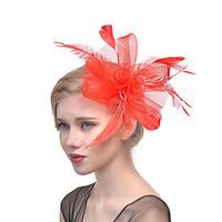 womens retro feather tulle net headpiece wedding special occasion flow ...