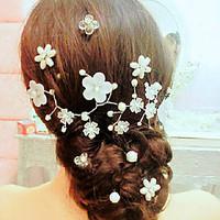 Women\'s Flower Girl\'s Alloy Imitation Pearl Headpiece-Wedding Special Occasion Casual Flowers Hair Pin Head Chain