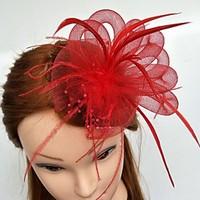 womens feather tulle headpiece wedding special occasion fascinators 1  ...