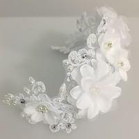 Women\'s Lace Pearl Tulle Headpiece-Wedding Special Occasion Flowers Wreaths 1 Piece