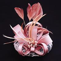womens satin lace feather flax headpiece wedding special occasion casu ...