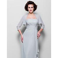 Women\'s Wrap Shrugs 3/4-Length Sleeve Chiffon Silver Wedding Party/Evening Wide collar 39cm Draped Open Front