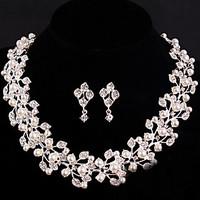 Women\'s Silver/Alloy Wedding/Party Jewelry Set With Rhinestone White Pearls For Bridal