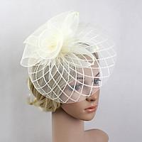 Women\'s Feather / Net Headpiece-Wedding / Special Occasion Party Grid Fascinators 1 Piece Black / Beige