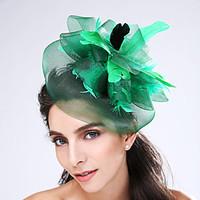 Women\'s Feather / Net Headpiece-Wedding / Special Occasion Fascinators 1 Piece Coffee / Black / Green / Gray