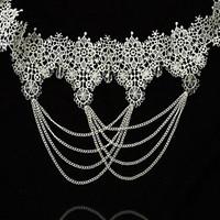 womens white lace tassel choker necklace anniversary daily special occ ...