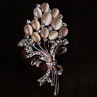 Women\'s Brooches Rhinestone Alloy Rhinestone Opal Gold White Flower Style Jewelry Party Casual