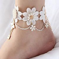 Women\'s Anklet/Bracelet Lace Fashion Bridal Flower Crown Alphabet Shape Hamsa Hand White Women\'s JewelryWedding Party Halloween Daily