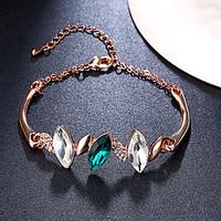 Women\'s Chain Bracelet Charm Bracelet Rose Gold Plated Emerald Crystal AAA Cubic Zirconia Natural Fashion Vintage