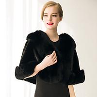 womens wrap capelets sleeveless faux fur black white wedding partyeven ...