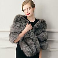 Women\'s Wrap Capelets Sleeveless Faux Fur Gray Wedding / Party/Evening / Casual Shawl Collar