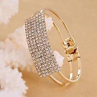 Women\'s Fashion Simple Square Alloy Tennis With Rhinestone Bracelet