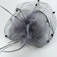 womens feather net headpiece wedding special occasion casual fascinato ...