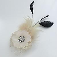 womens feather rhinestone tulle net headpiece wedding special occasion ...