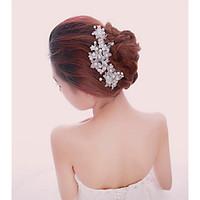 Women White Pearl Flower Hairpins Hair Sticker