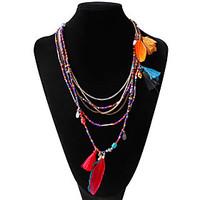 Women\'s Strands Necklaces Alloy Feather Fashion Bohemian Rainbow Jewelry Wedding 1pc