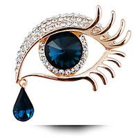 Women\'s Fashion Vintage Full Of Rhinestone Long Eyelashes Big Eyes Jewelry Crystal Brooch Pins