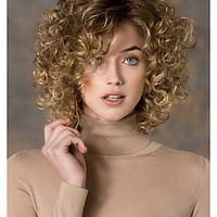 womens fashion gold blonde mix short curly synthetic wigs for women