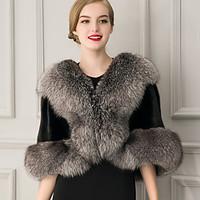 womens wrap capelets sleeveless faux fur black wedding partyevening ca ...