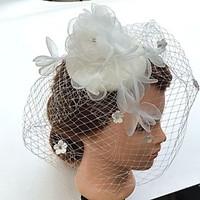 Women\'s Pearl Rhinestone Chiffon Fabric Net Headpiece-Wedding Special Occasion Fascinators Birdcage Veils 1 Piece