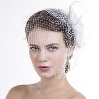 Women Feather/Fabric/Net Birdcage Veils With Multi-stone Wedding/Party Headpiece