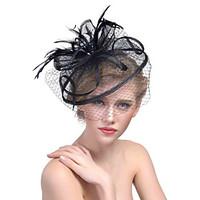 womens retro feather tulle yarn headpiece wedding special occasion flo ...