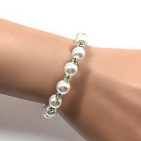 Women\'s Cuff Bracelet Tennis Bracelet Imitation Pearl Fashion Pearl Rhinestone Circle White Jewelry ForWedding Party Special Occasion