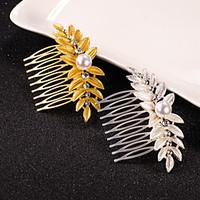 Women\'s Leaf Crystal Pearl Hair Combs Jewelry for Wedding Party