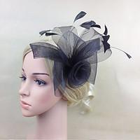 Women Feather/Net Rose Flowers With Wedding/Party Headpiece Black