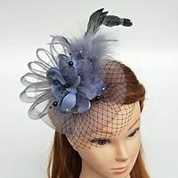 womens feather tulle chiffon headpiece wedding special occasion fascin ...